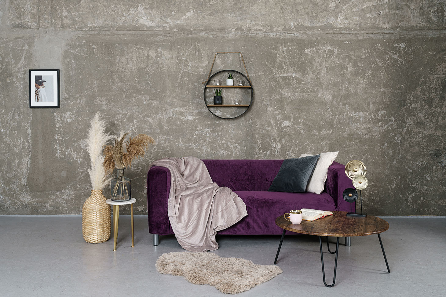 IKEA Klippan 2 Seater in Dark Violet Velvet Sofa Cover 