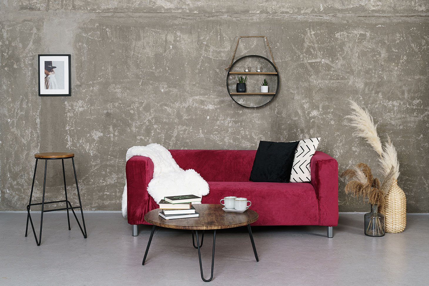 IKEA Klippan 2 Seater in Burgundy Velvet Sofa Cover