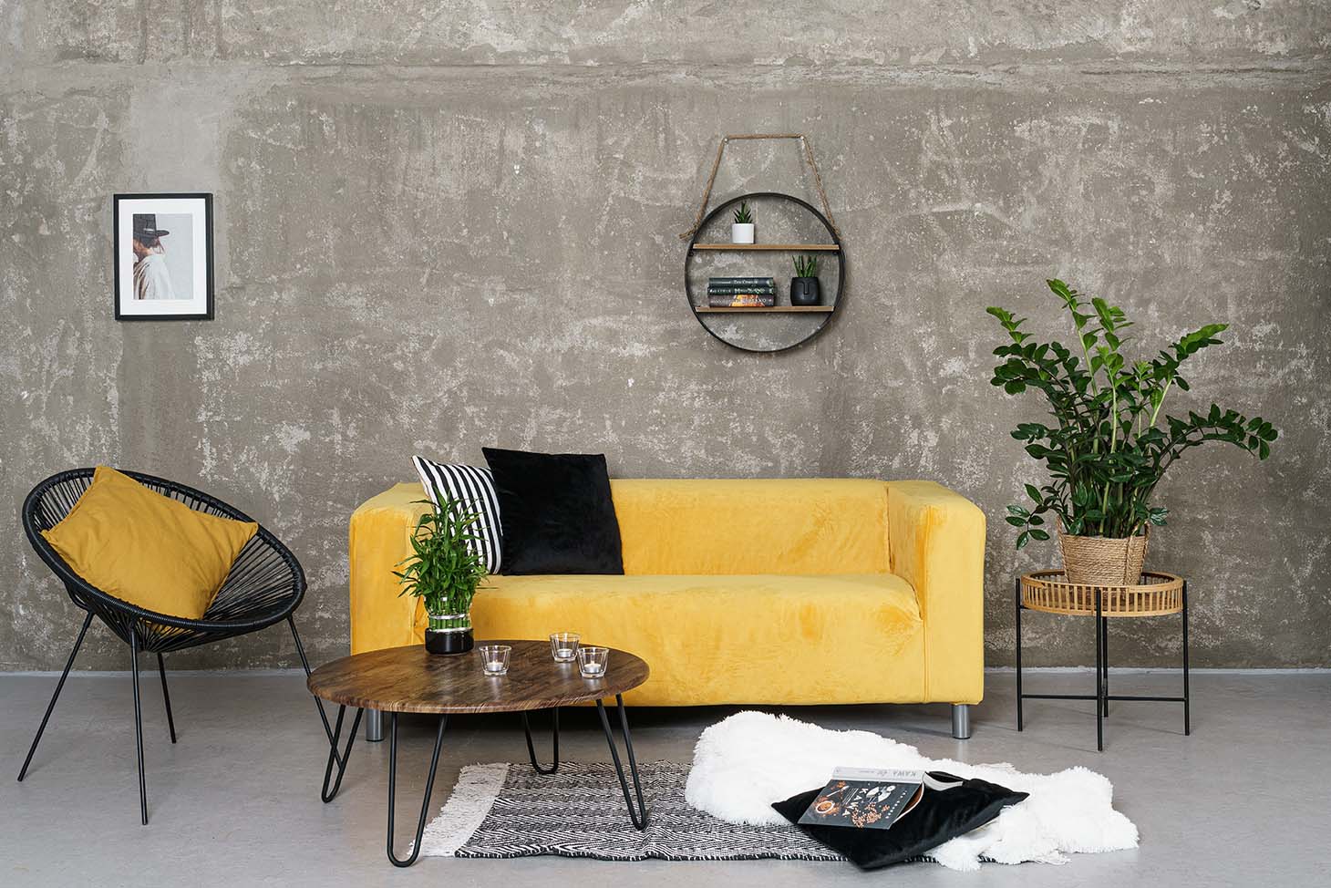 IKEA Klippan 2 Seater Sofa in Velvet Sunny Yellow Cover